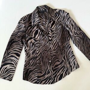 Lafayette 148 Silk button up blouse zebra